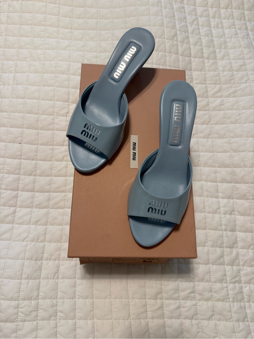 Miu Miu Powder Blue Slide Mules